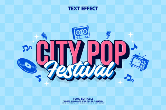 Vibrant City Pop Festival Poster Design with Editable Text