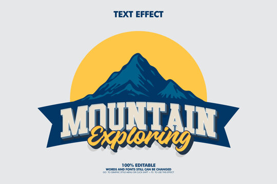 Vibrant mountain exploring text effect with stunning mountain landscape