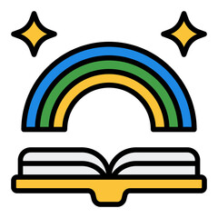 Fairy tale Filled Line Icon. Storytelling book symbol. Kids reading and daycare learning Filled Line Icon