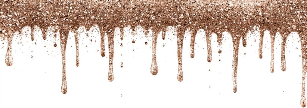 Drips of brown glitter cascade from a textured top edge
