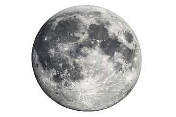 Obraz premium Full moon showing detailed lunar surface, craters, and maria on a transparent background for astronomy and space concepts