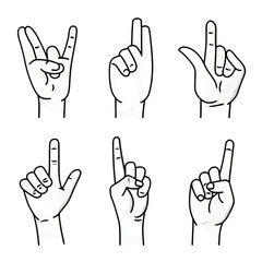 Fototapeta premium Hands showing different finger positions isolated on transparent background.