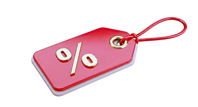 Red Tag with Gold Percentage Symbol