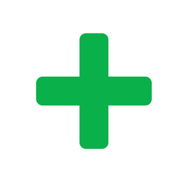 A green plus sign icon displayed on a simple background