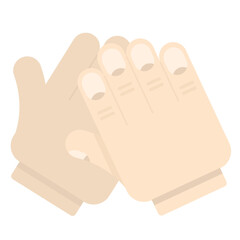 Obraz premium Illustration of hands wearing beige gloves giving a gesture, symbolizing hate or disapproval, viewed from the front.