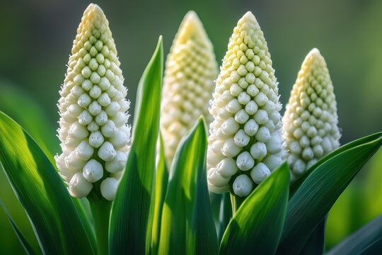 Beautiful misbode setaria blooms in soft sunlight
