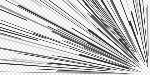 Obraz premium Black and white radial speed lines with classic comic book burst effects. Vector manga background with concentration rays, superhero power sparks and vintage pop art impact screentones.
