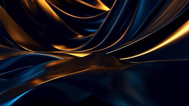 Digital technology blue gold metal geometric abstract background