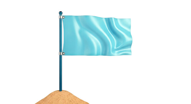 Blank Blue Flag Waving on a Pole