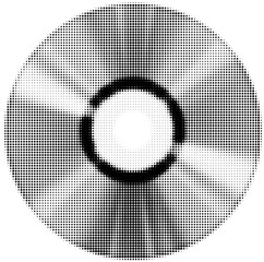 Abstract Geometric Pattern: A minimalist design featuring a circular shape composed of a halftone pattern, creating a striking visual texture. © Taha