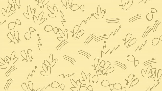 Soft Beige Abstract Floral Doodle Pattern Video.