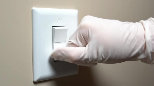 Gloved Hand Operating Light Switch
