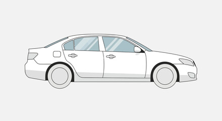 Obraz premium Clean white sedan car vector illustration isolated on white background