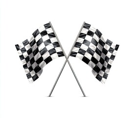 Fototapeta premium Two checkered racing flags, crossed diagonally, on poles