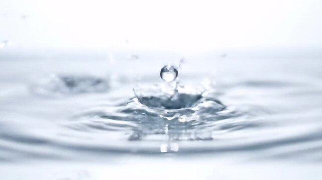 The clean, crisp fall of water droplets and the spreading ripples (Mineral Water, Purified Water, Health)