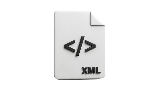 3D XML File Icon with Code Symbol