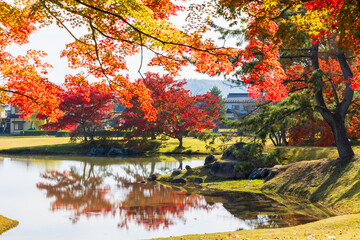 日本の風景・秋　岩手県平泉町　紅葉の世界遺産観自在王院跡