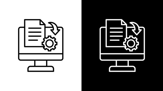 Batch Processing Outline White Icon Set Design