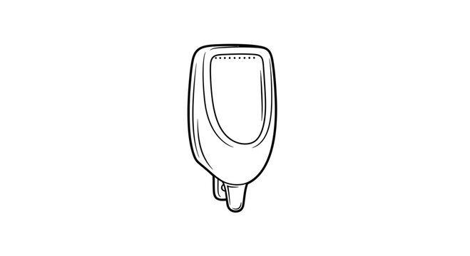 Outline drawing of a modern public washroom urinal, clean and functional sanitary fixture vector art