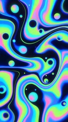 vibrant psychedelic abstract background with swirling neon colors and circles