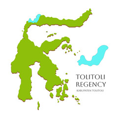 Fototapeta premium Icon of Central Sulawesi island map with highlighted Tolitoli Regency area, green Indonesian islands illustration featuring regional map design of Sulawesi Tengah, Indonesia vector graphic