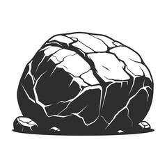 Black and White Illustration of a Large Rock Formation © Rose