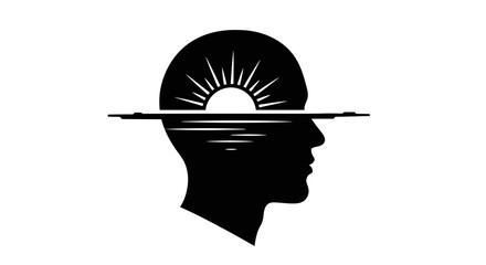 Abstract depiction of profound thought, merging inner human consciousness with natural serenity of