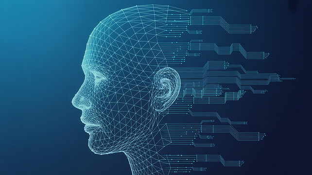 human head with binary code