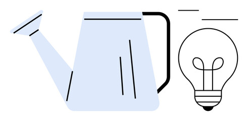Creativity concept. A minimal graphic of a watering can and lightbulb creativity in nurturing ideas and growth. Creativity in innovation, design, and sustainability. Perfect for inspirational © robu_s