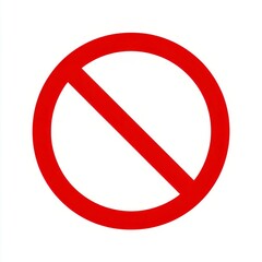 Red prohibition sign (circle with diagonal line) on white background. No entry, forbidden, stop, restriction, safety warning symbol.
