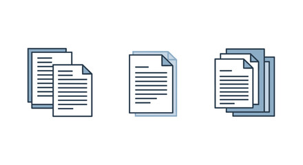 Vector illustration of paper documents stacked and organized representing data information and administration