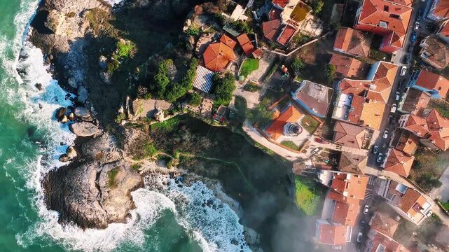 Sile drone video with its marina, lighthouse and charming beach in Istanbul, Turkiye.