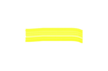 Vibrant yellow highlighter stroke on a clean white background, creating a bright and energetic horizontal underline or accent mark for text emphasis and design elements