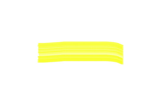 Vibrant yellow highlighter stroke on a clean white background, creating a bright and energetic horizontal underline or accent mark for text emphasis and design elements