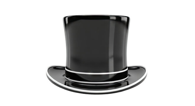 Shiny Black Top Hat with White Trim
