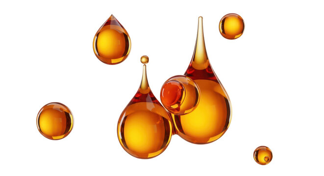 Drops of marula oil, skin care hydration concept of cosmetic product, 3d rendering