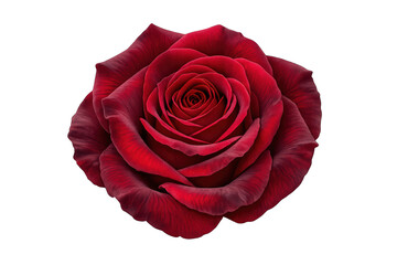 Red rose bloom showcasing soft petals, symbolizing deep love, passion, and elegance. Transparent background