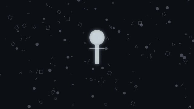 Minimal gender symbol glowing in dark starry background animation

