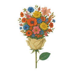Naklejka premium PNG Vibrant floral bouquet illustration.