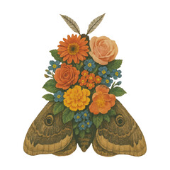 Naklejka premium PNG Floral butterfly vintage illustration