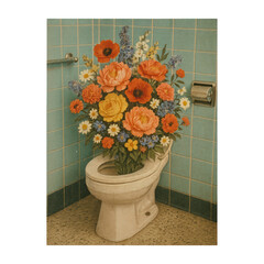 Naklejka premium PNG Surreal floral toilet art