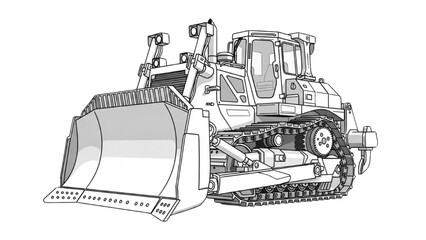 Bulldozer machine in action at construction site, heavy equipment for earthmoving and industrial work