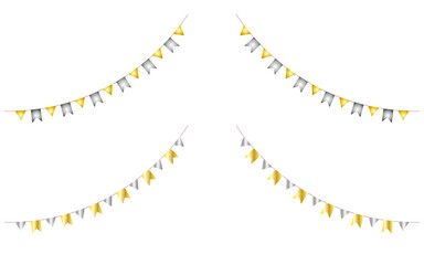 金色、銀色の手描きのガーランドフレーム、飾りセット。