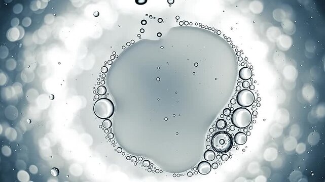Abstract macro view of liquid droplets and bubbles forming a pattern