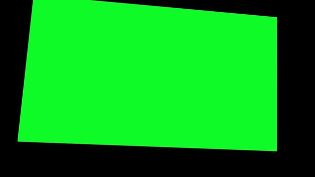 Solid green rectangle wiping into the frame from the top downwards over a black background for chroma key transition effects