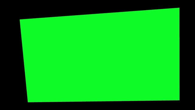 Bright green rectangle wiping into the frame from the bottom upwards over a black background to reveal a chroma screen