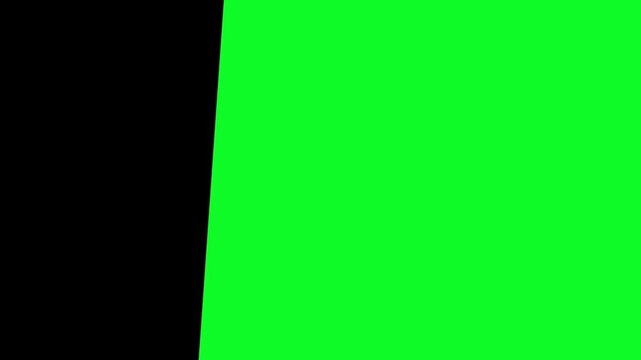 Professional green screen transition wiping from right to left over a black background for creative editing and motion graphics projects