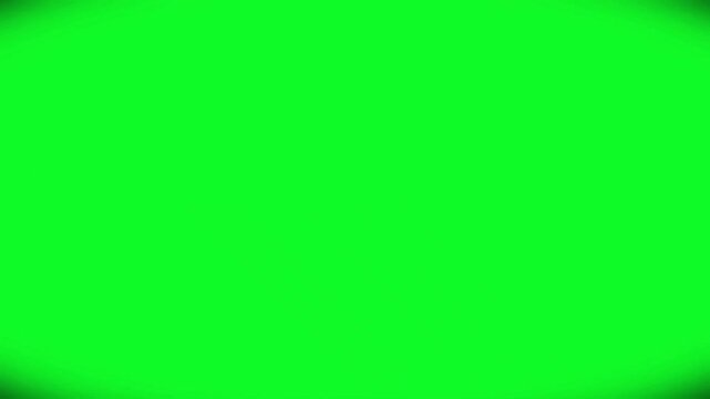 Multiple pulses of a dark vignette transition closing and opening over a bright green screen chroma key background for video editing