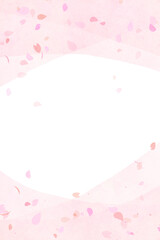 春イメージの桜の花びらフレーム背景 縦2