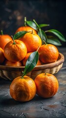 A realistic photo of Fresh juicy oranges
